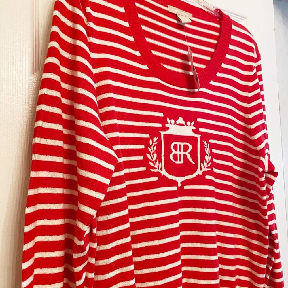 NWT Banana Republic Red Stripe Logo Sweater XL